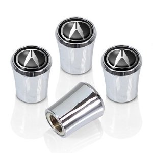 Acura Silver Logo Chrome Tire Stem Valve Caps