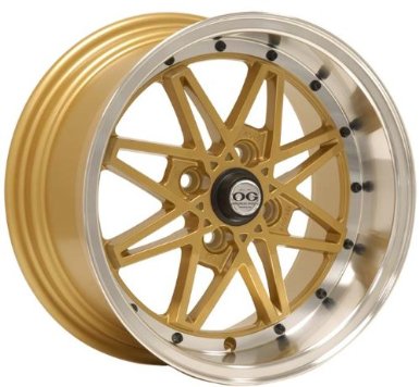 15x8 Axis Oldskool (Gold w/ Machine Polished Lip) Wheels/Rims 4x100 (OLS5804C25GLP) 
