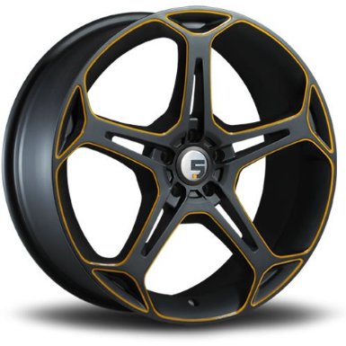 Five Axis X5F, 19x8", 5x100mm, 35mm Offset, 73.10mm Hub Bore, P-N 50174-9880-35, black yellow wheel