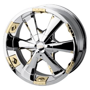 Baccarat Allure 2120, chrome wheel with gold facet, 22x9.5", 10x127mm, P-N 2120C-22953, 18mm Offset